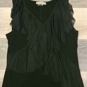 M Black Sleeveless Blouse with Ruffles